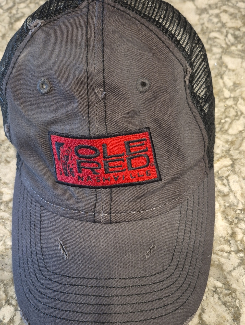 Nashville Ole Red Blake Shelton Black Trucker Hat with Red Patxh Logo